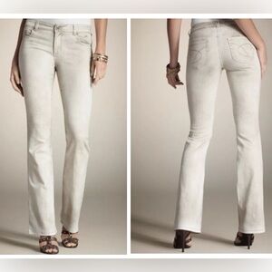 Chico’s Platinum Denim Ultimate Fit Flare Beige Jeans Size 2 or Lg